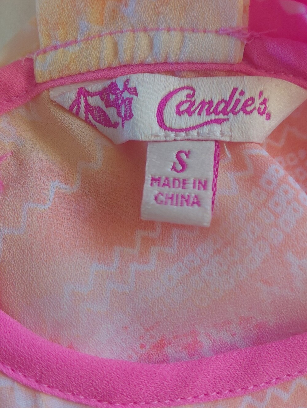 Candie's Pink & Peach Tie-Dye Chemise Top